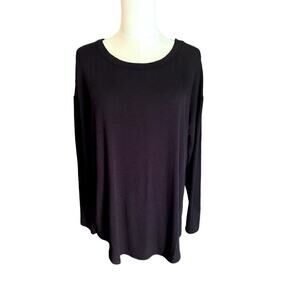 Lou & Grey Black Ribbed Slouchy Long Sleeve Tee Size Medium